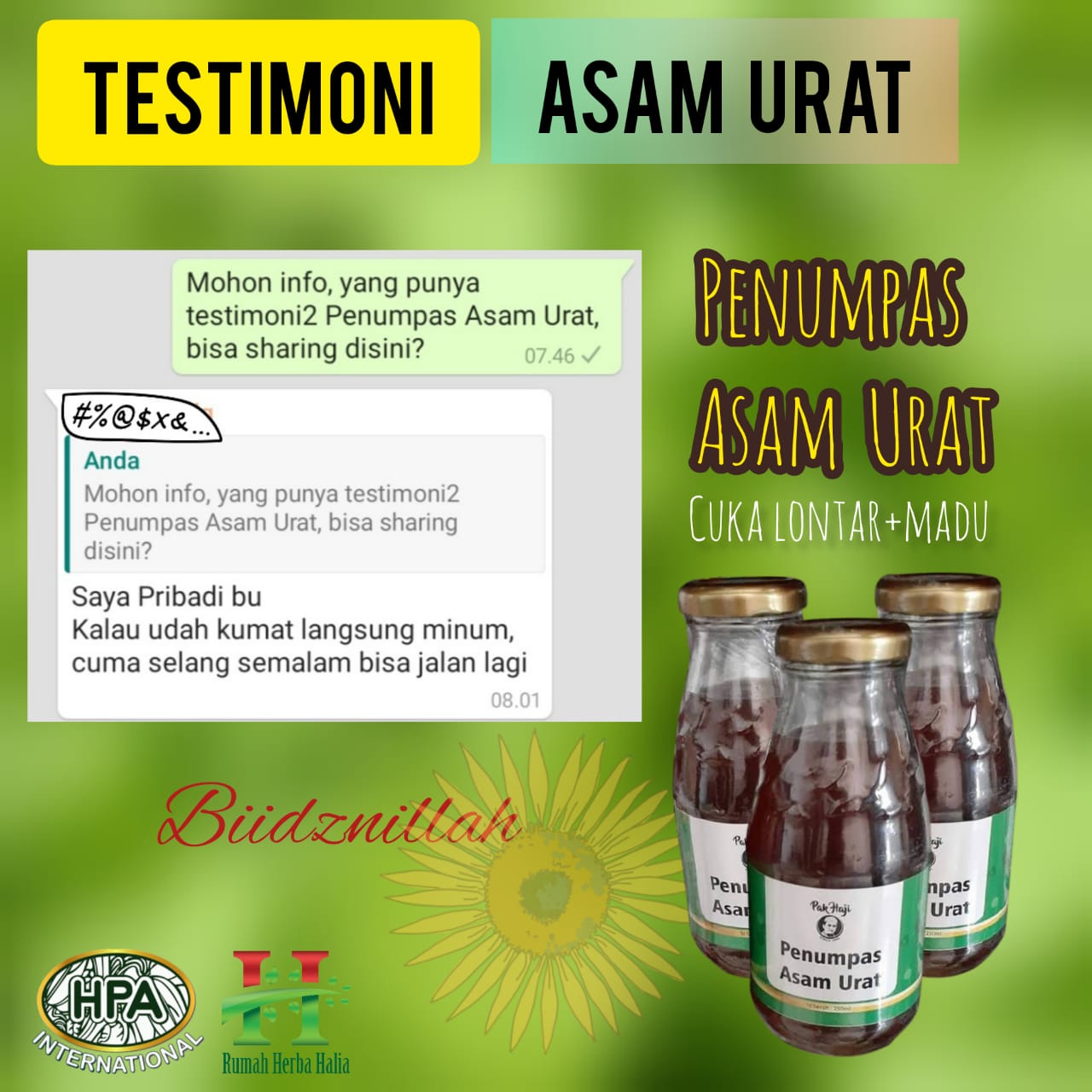 Testimoni Asam Urat dengan Peumpas Asam Urat