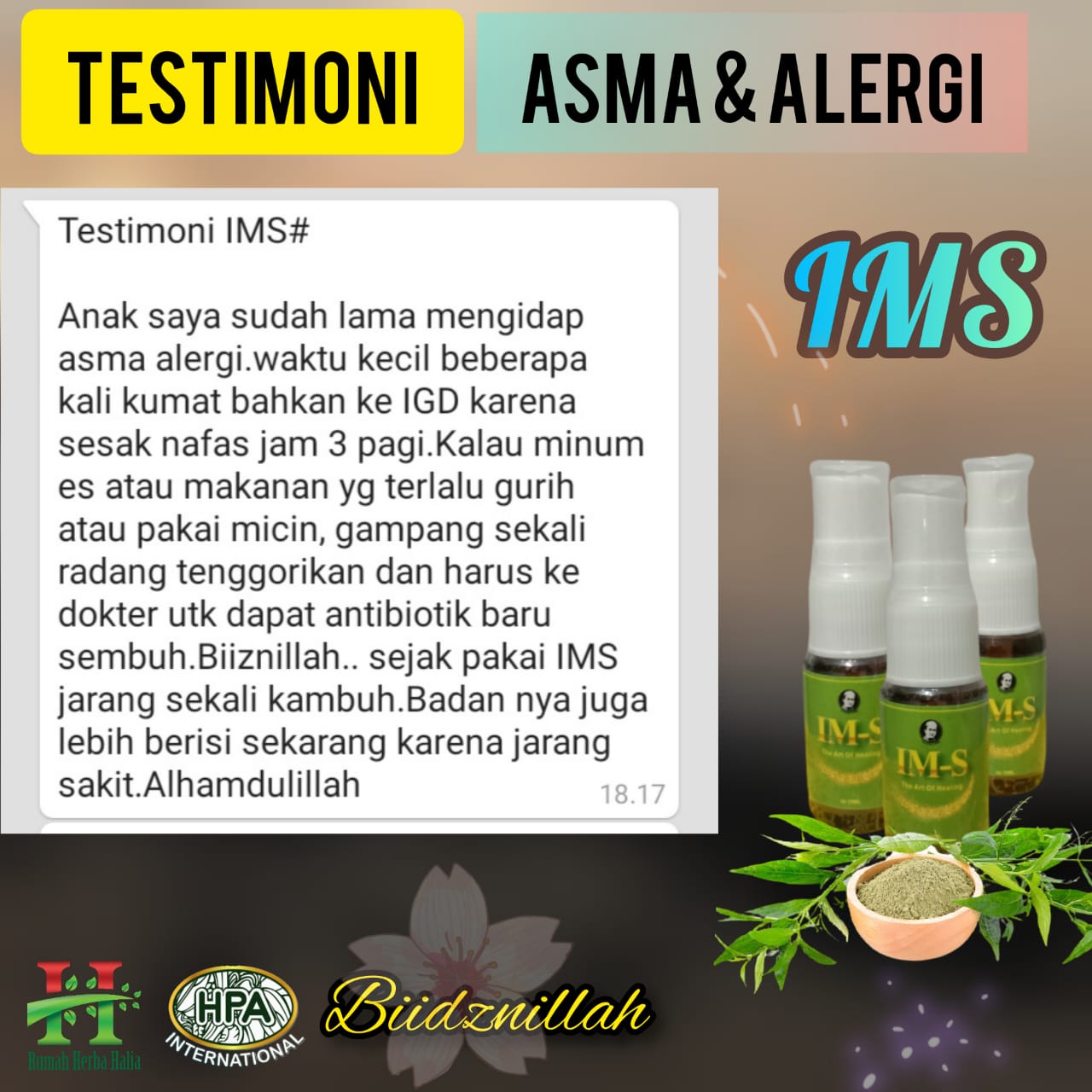 Testimoni Asma dan Alergi dengan IM-S