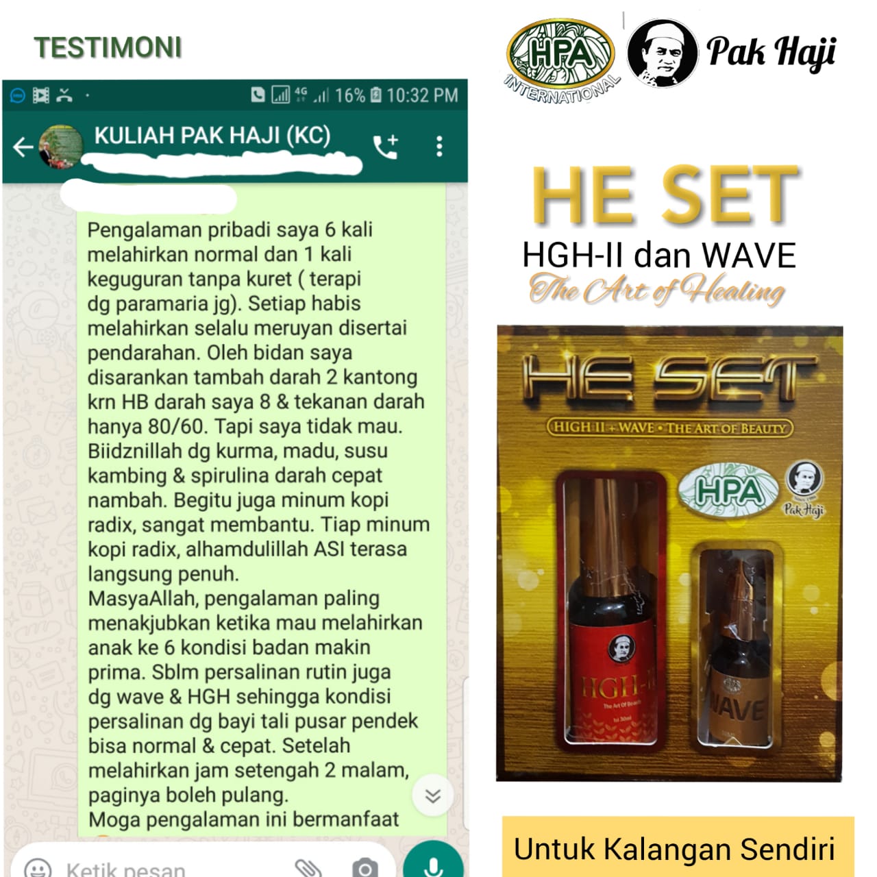 Testimoni Pasca Kelahiran dengan WAVE dan HGH