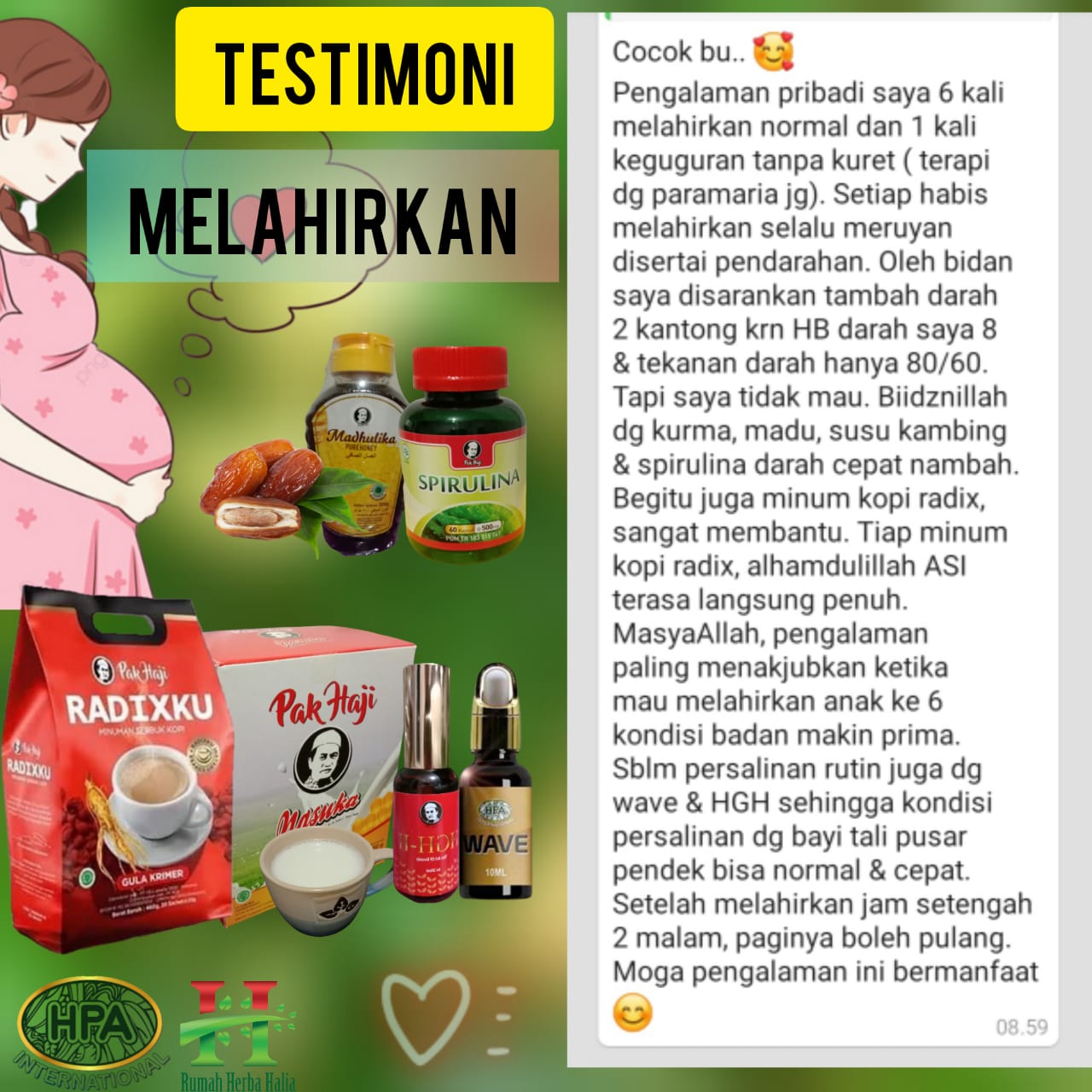 Testimoni Melahirkan dengan herba-herba HPA