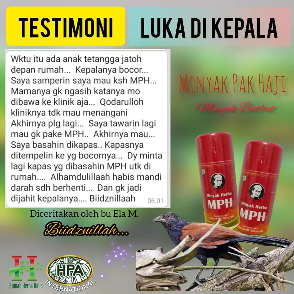 Testimoni MPH untuk Luka di Kepala