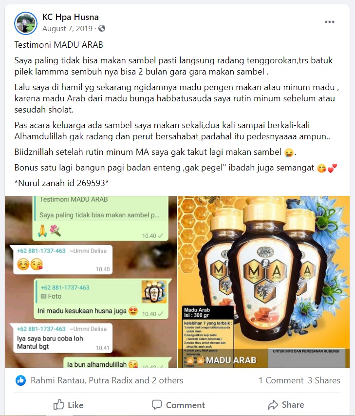 Testimoni Madu Arab 4