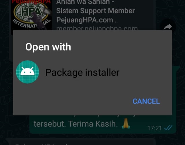 01 Klik Package Installer untuk melanjutkan