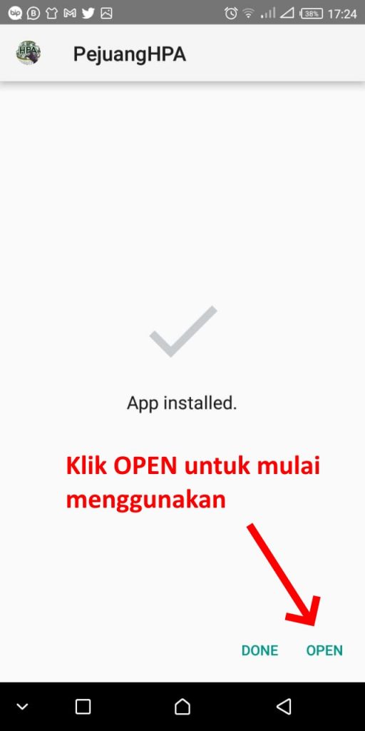 Klik OPEN untuk mulai membuka aplikasi