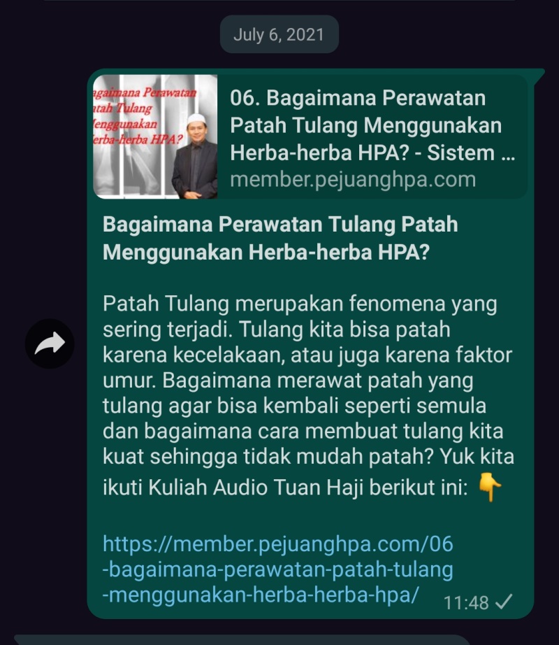 Contoh Posting di Grup WA PejuangHPA