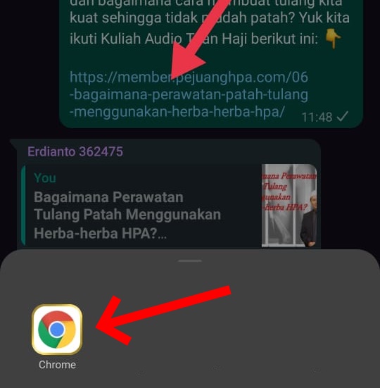 Klik ikon Chrome untuk membuka artikelnya