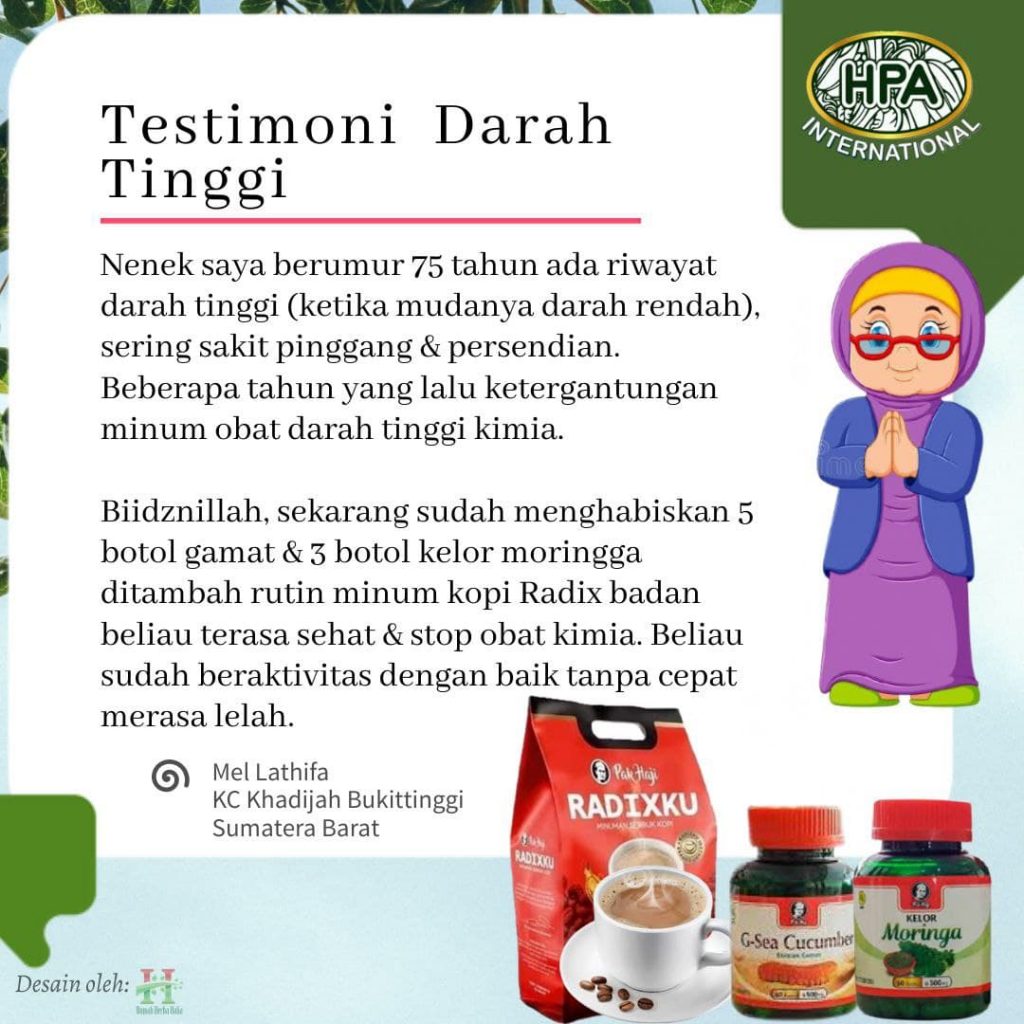 Testimoni Darah Tinggi menggunakan Gamat, Moringga dan Kopi RADIXKU