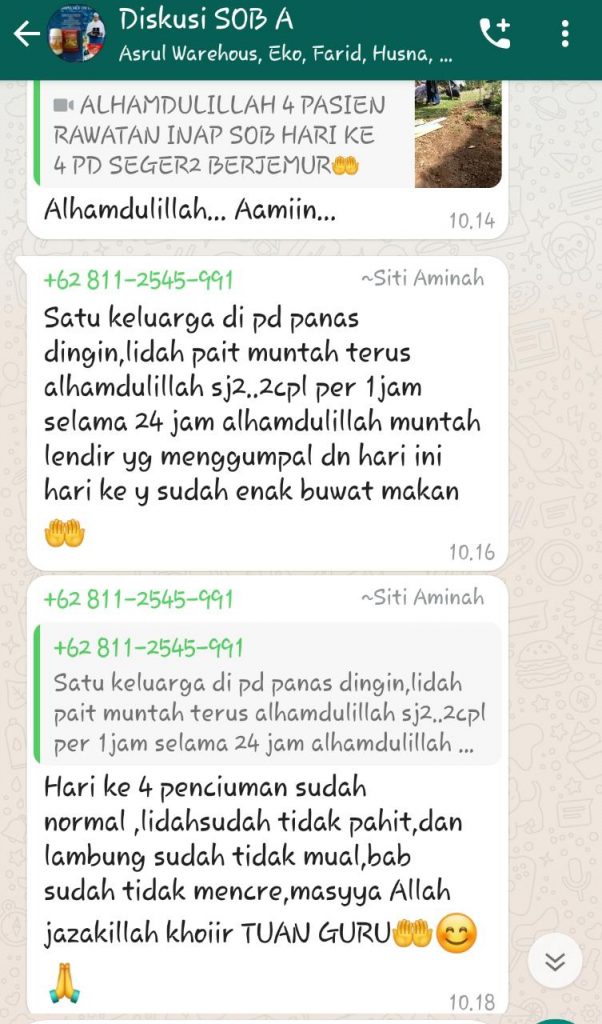 Testimoni SOB untuk kesembuhan 1 keluarga