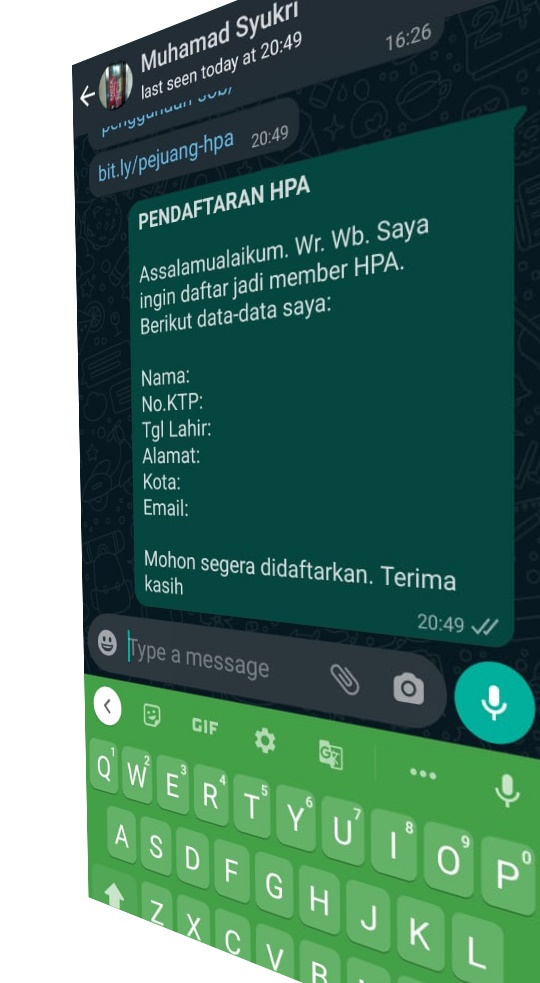 Buat Link Untuk Daftar Member baru via WhatsApp