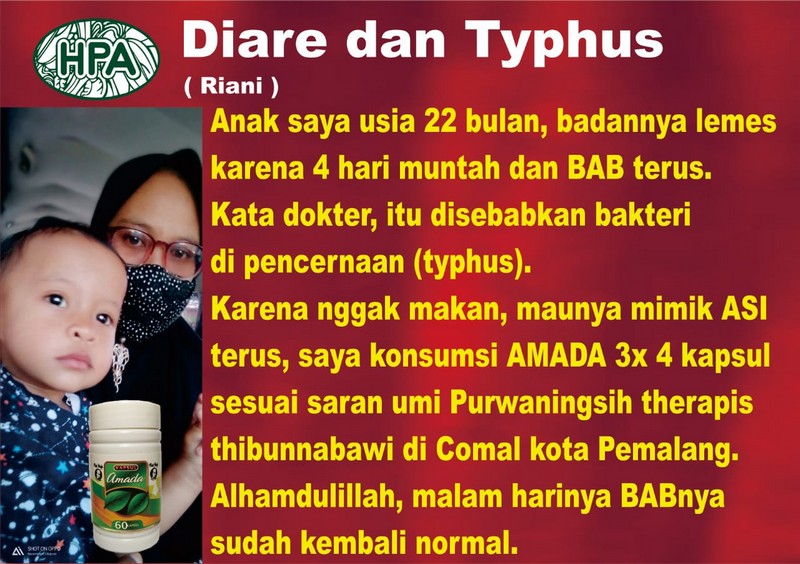 Kapsul Amada menormalkan diare dan tiphus - tipes - typhus untuk anak kecil