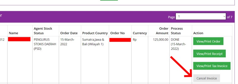 Klik tombol Cancel Invoice