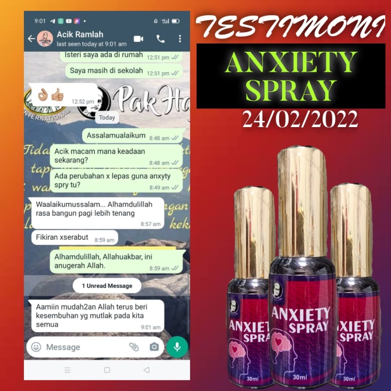 Testimoni Anxiety Spray untuk menenangkan fikiran