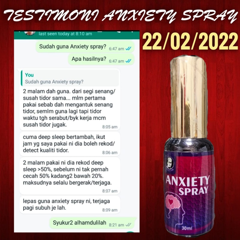 Testimoni Anxiety Spray sehingga bisa deep sleep tidur lelap