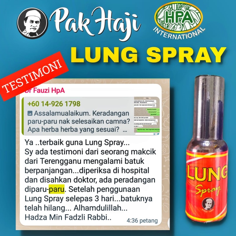 Testimoni Lung Spray untuk radang paru-paru