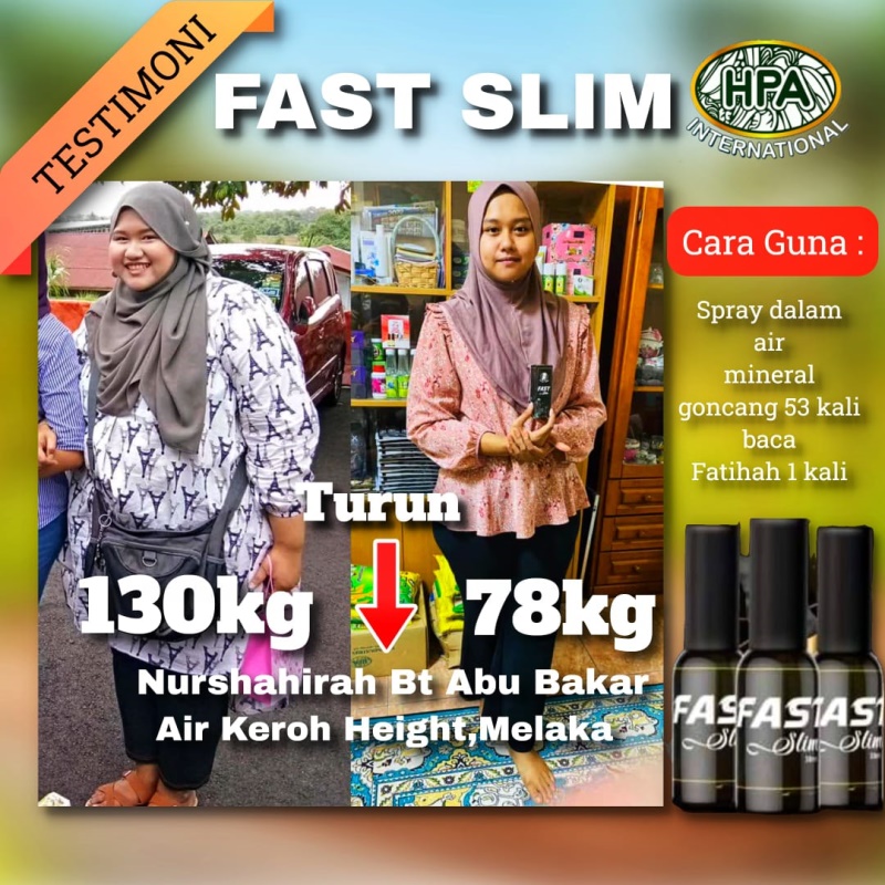 Berat badan turun hingga 52 kg setelah menggunakan Fast Slim SPray!!. Masya Allah